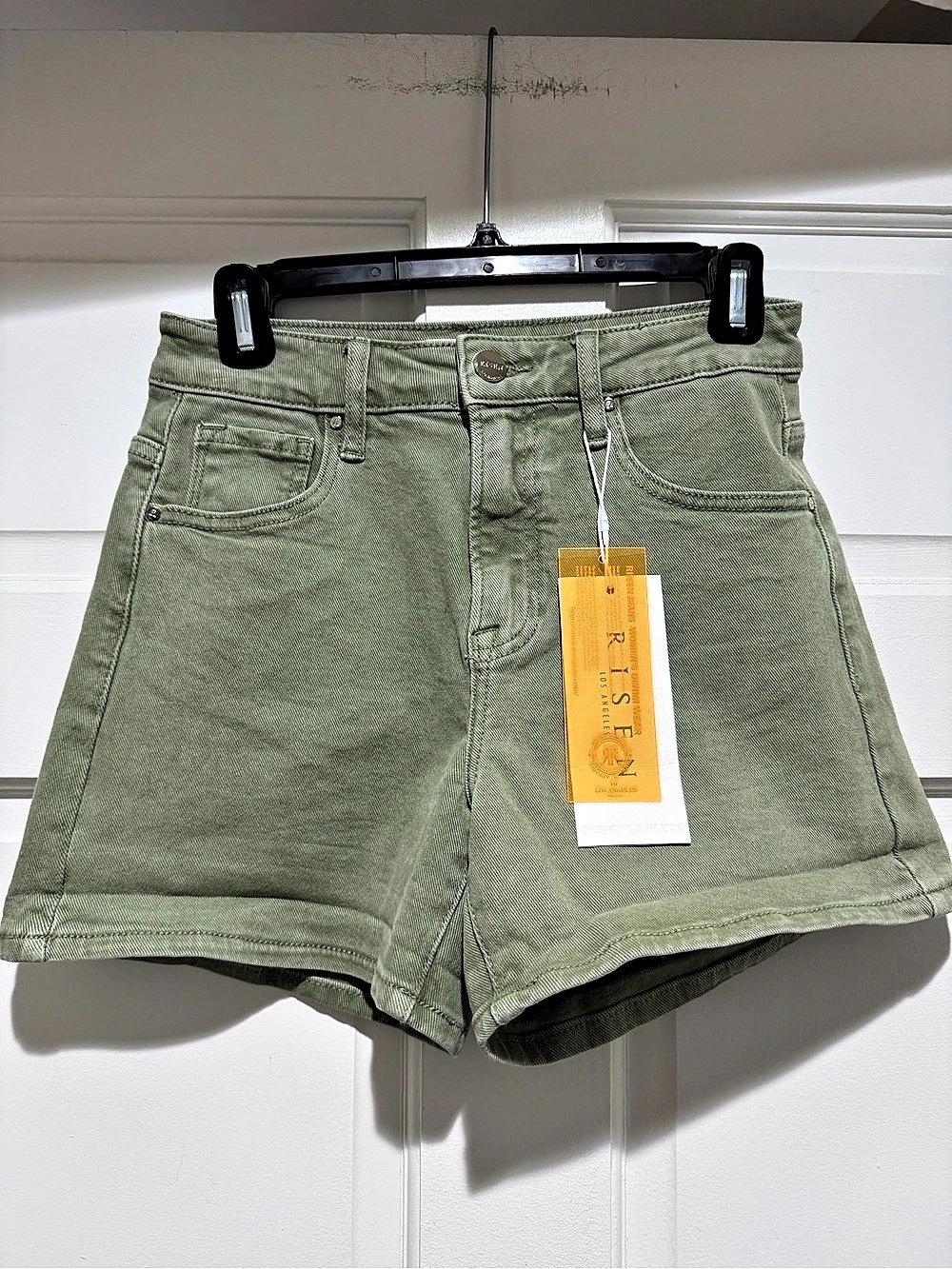 Risen High Waist Shorts in Green Size Small